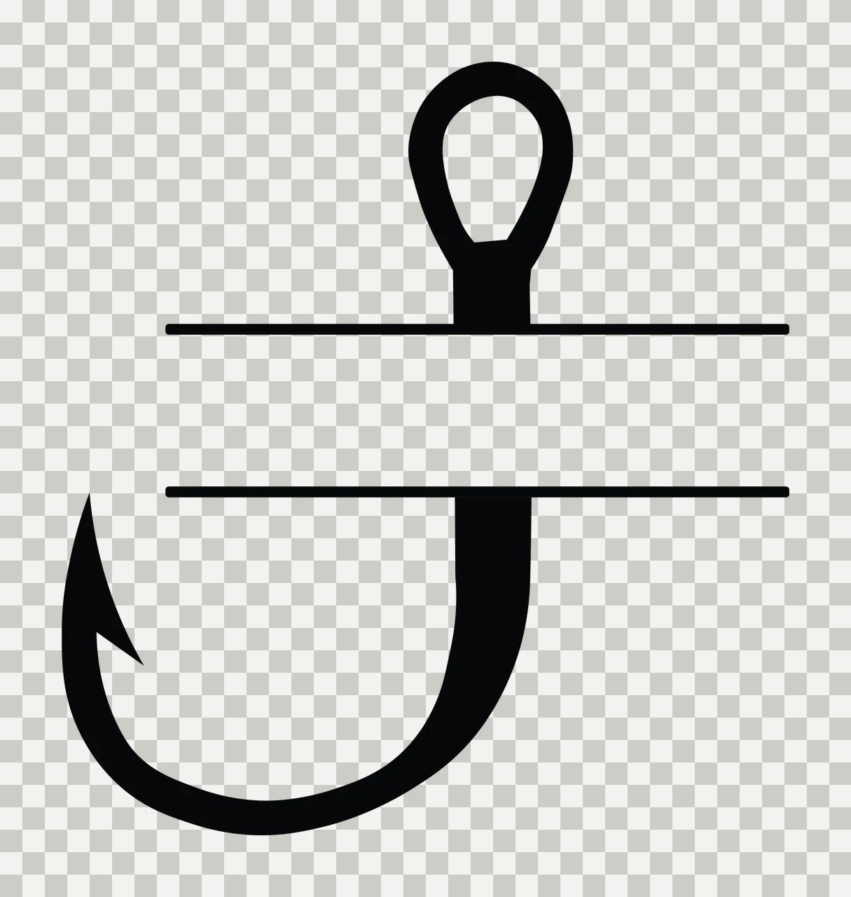 Can Glass Wrap Monogram Fishing Hook Design transparency and detail preview thumbnail