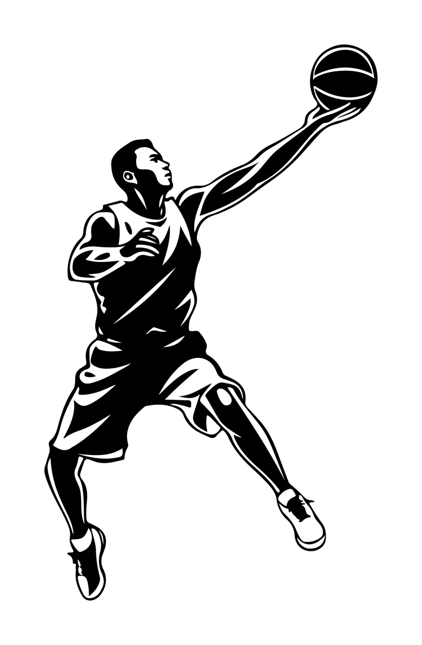 Can Glass Wrap Basketball Player Jumping With Vector