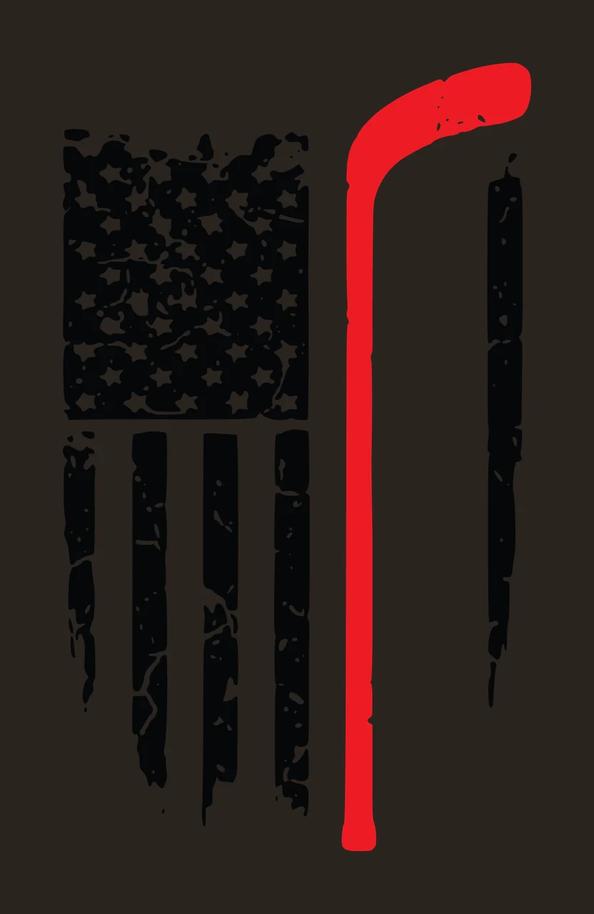 Hockey Flag Distressed Graphic With Vertical Stick and stars contrast preview thumbnail