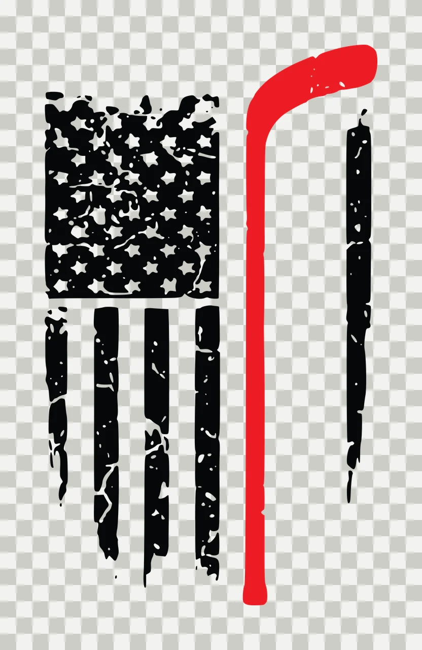Hockey Flag Distressed Graphic With Vertical Stick and stars transparency and detail preview thumbnail