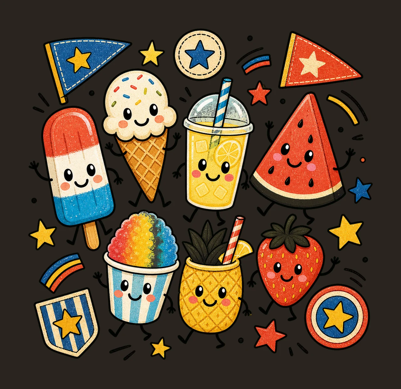 summer snacks 03 retro varsity sublimation instant shirt contrast preview thumbnail