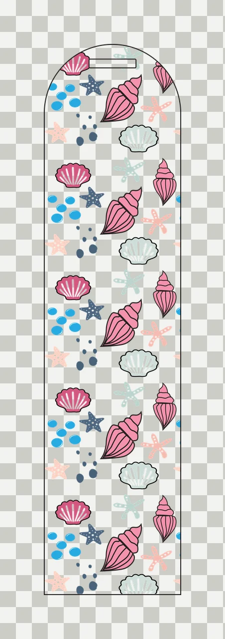 Bookmark Seashell Starfish Pattern Graphic dots black white transparency and detail preview thumbnail