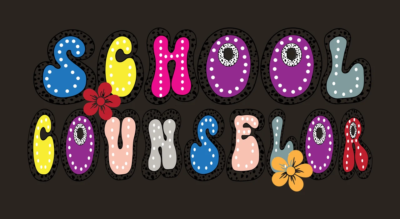 School Counselor Black And White Text flower decorative typography contrast preview thumbnail