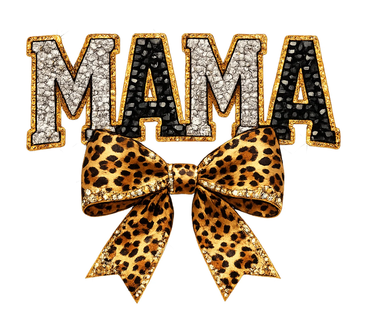 Leopard Bling Mama Coquette Bow Design Rhinestone Crystal
