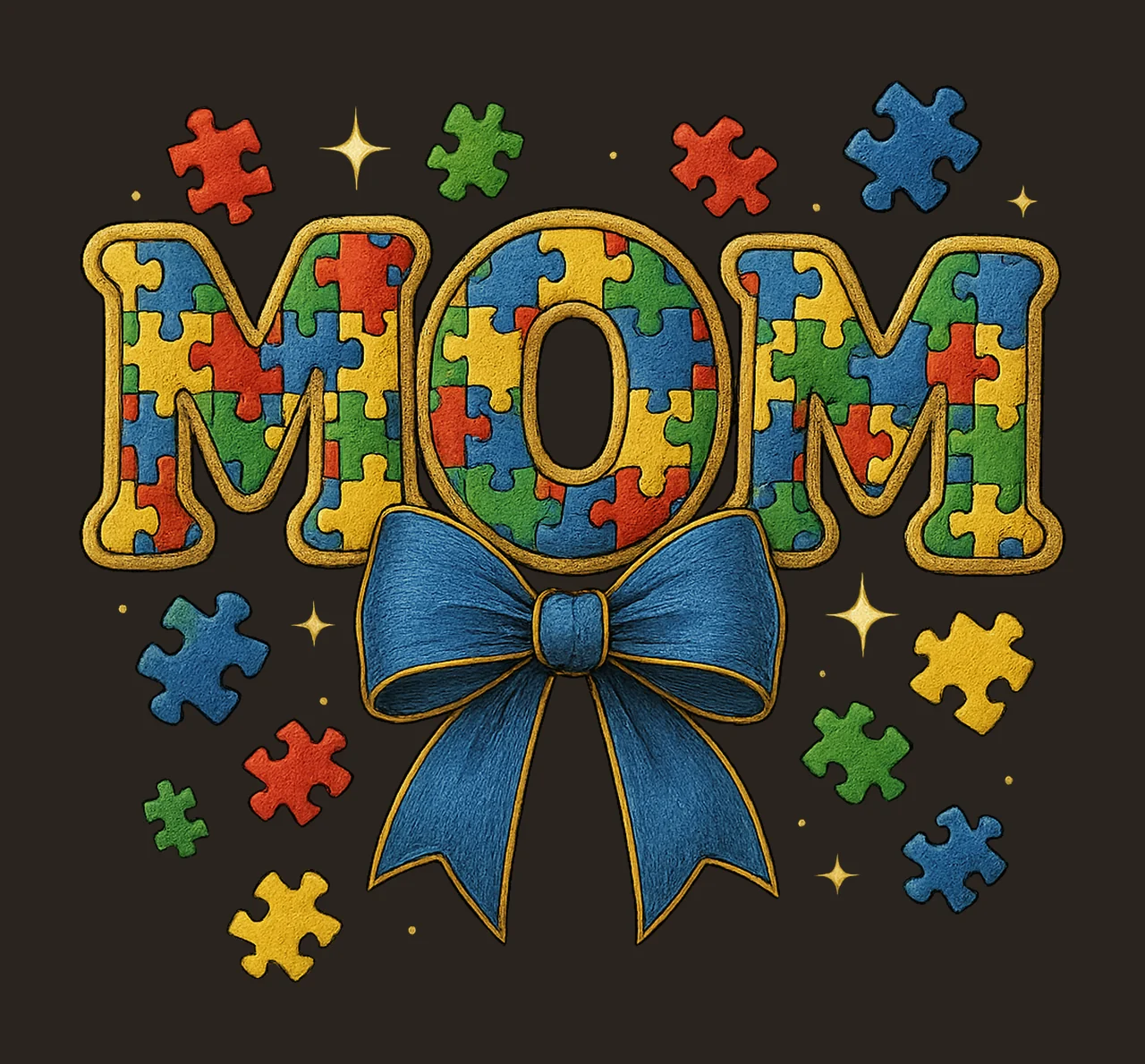 Autism Awareness Autism Mama Doodle Letters Puzzle Piece contrast preview thumbnail