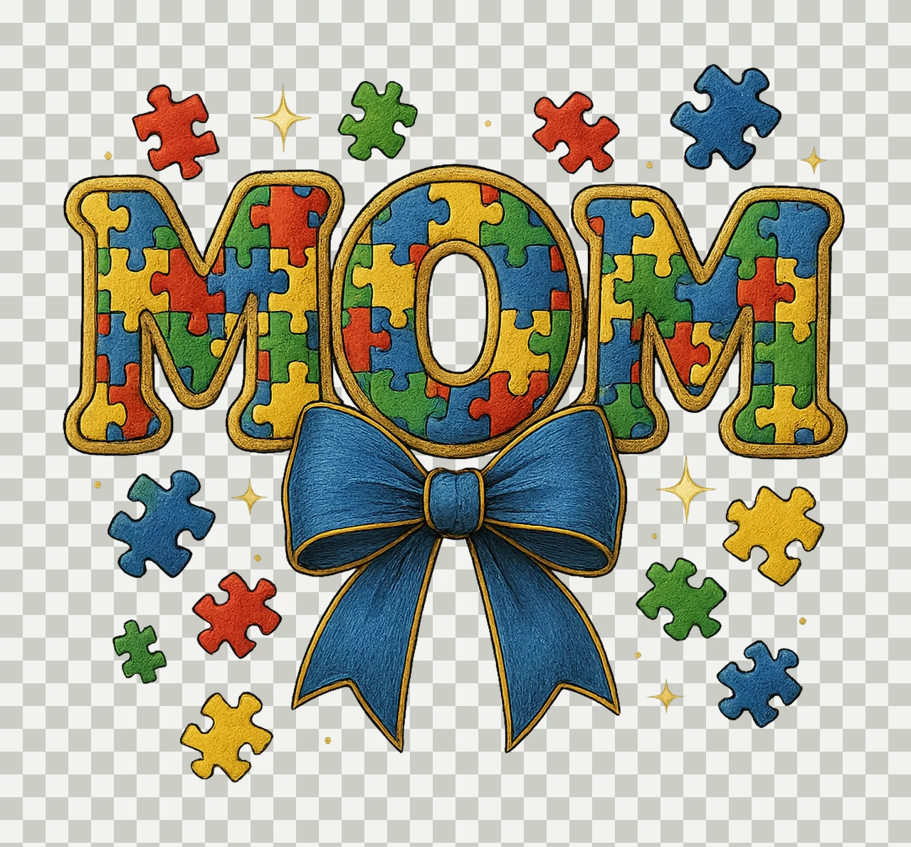 Autism Awareness Autism Mama Doodle Letters Puzzle Piece transparency and detail preview thumbnail