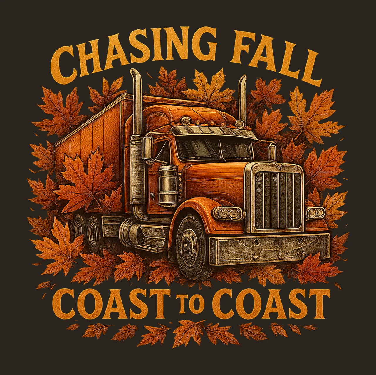 Fall Truck Can Wrap Seamless Autumn Harvest Design contrast preview thumbnail