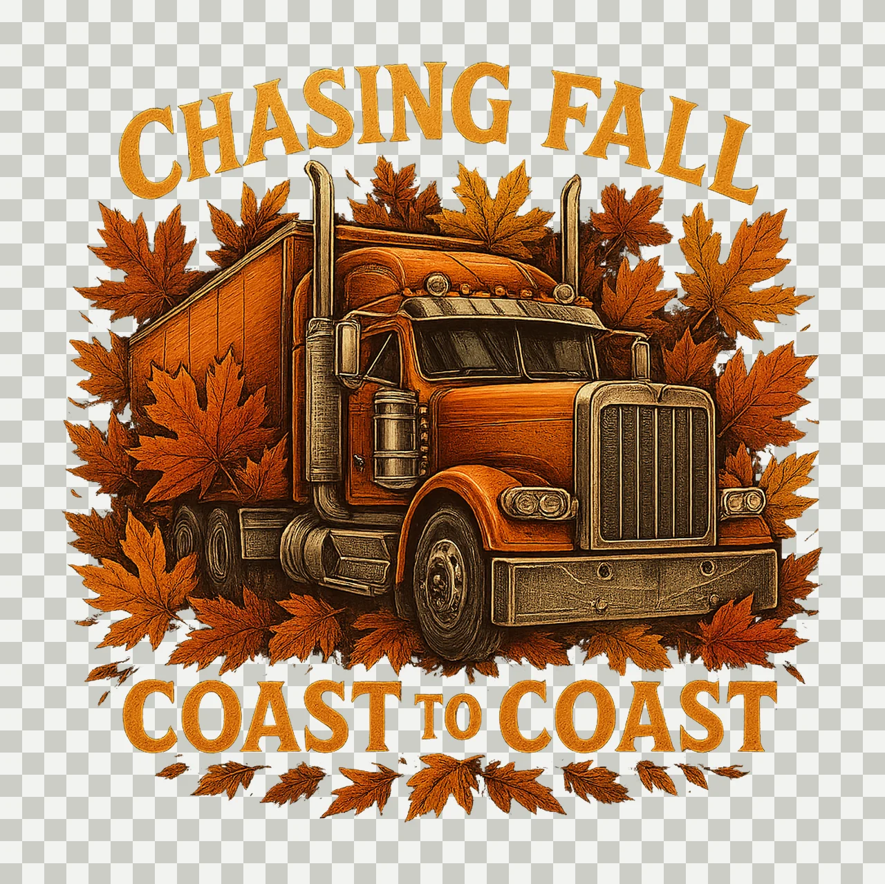 Fall Truck Can Wrap Seamless Autumn Harvest Design transparency and detail preview thumbnail