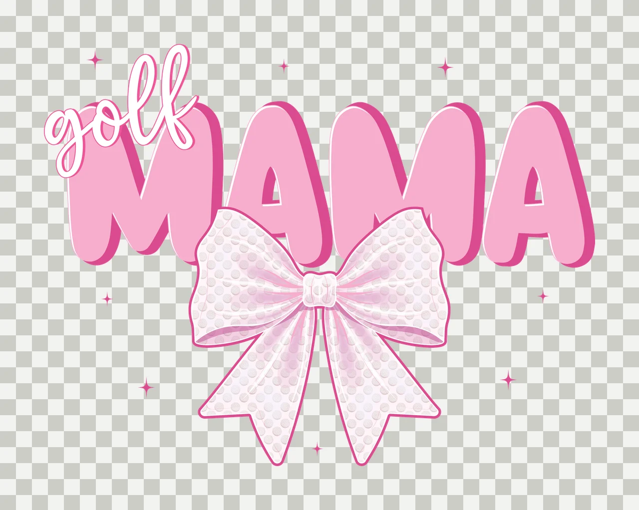 Golf Bow Golf Mama Black Text Graphic Reading stars white typography transparency and detail preview thumbnail
