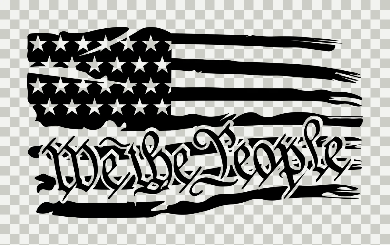 We The People Wavy Flag waving stripes stars brushed black transparency and detail preview thumbnail