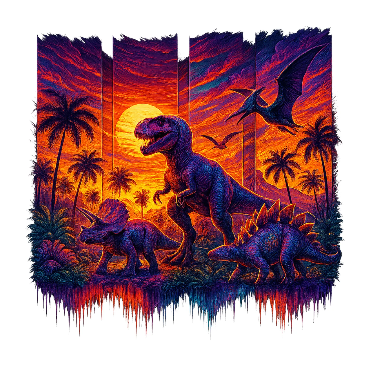 Colorful dinosaur rex shirt design boys shirt sublimation