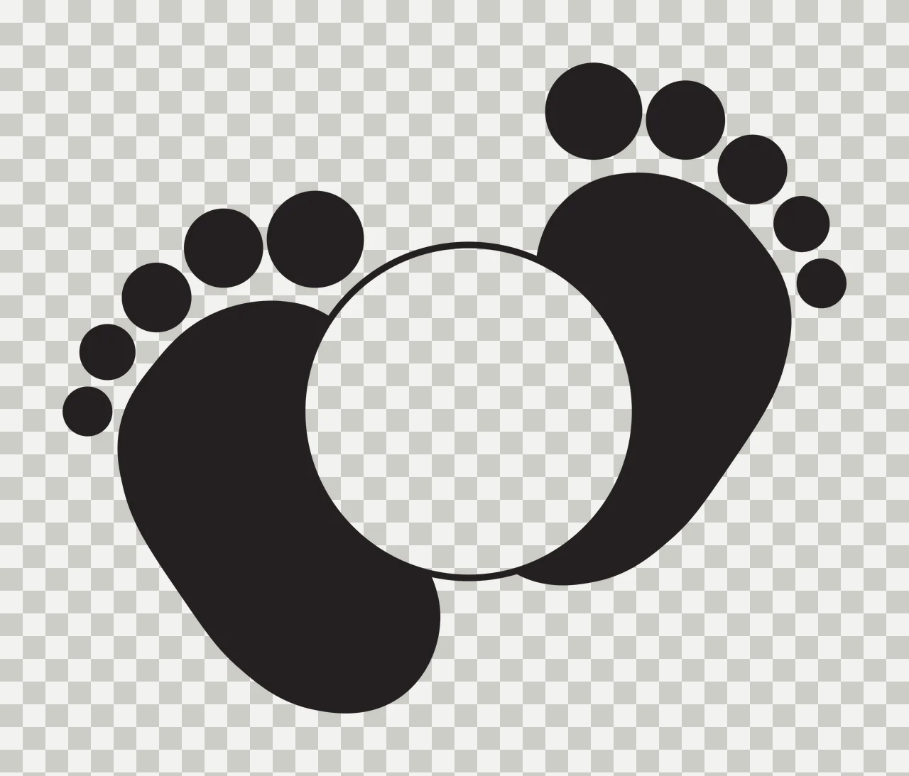 Feet Black Baby Footprint Circle Icon footprints frame silhouette transparency and detail preview thumbnail