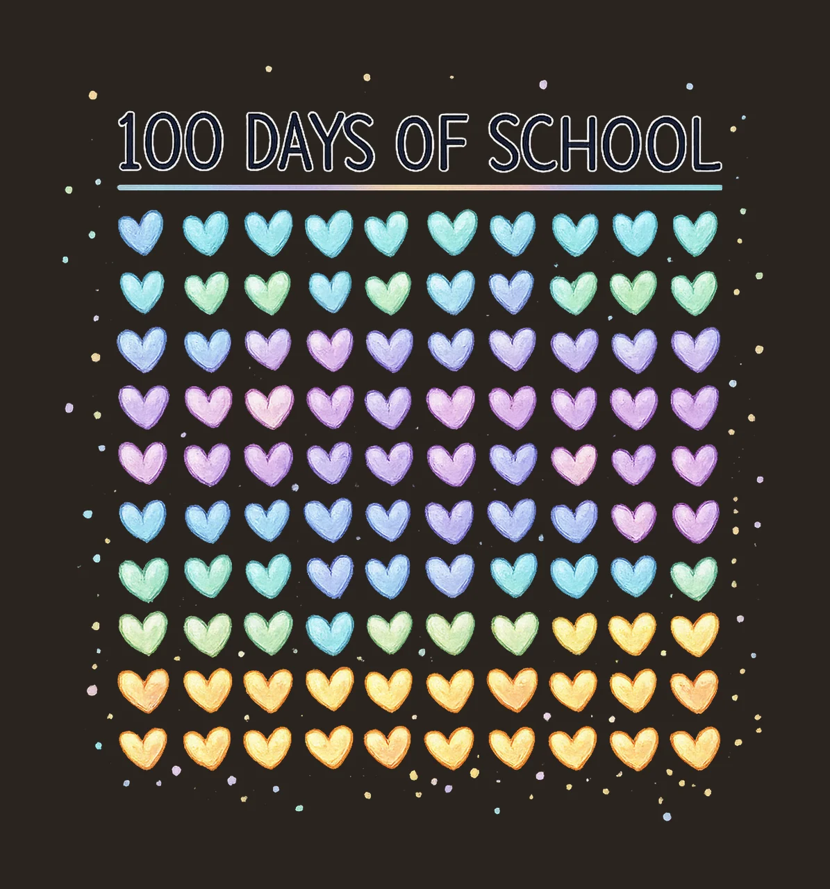 100 Days Of School Hearts Cute Hearts Shirt Design 100th Day contrast preview thumbnail