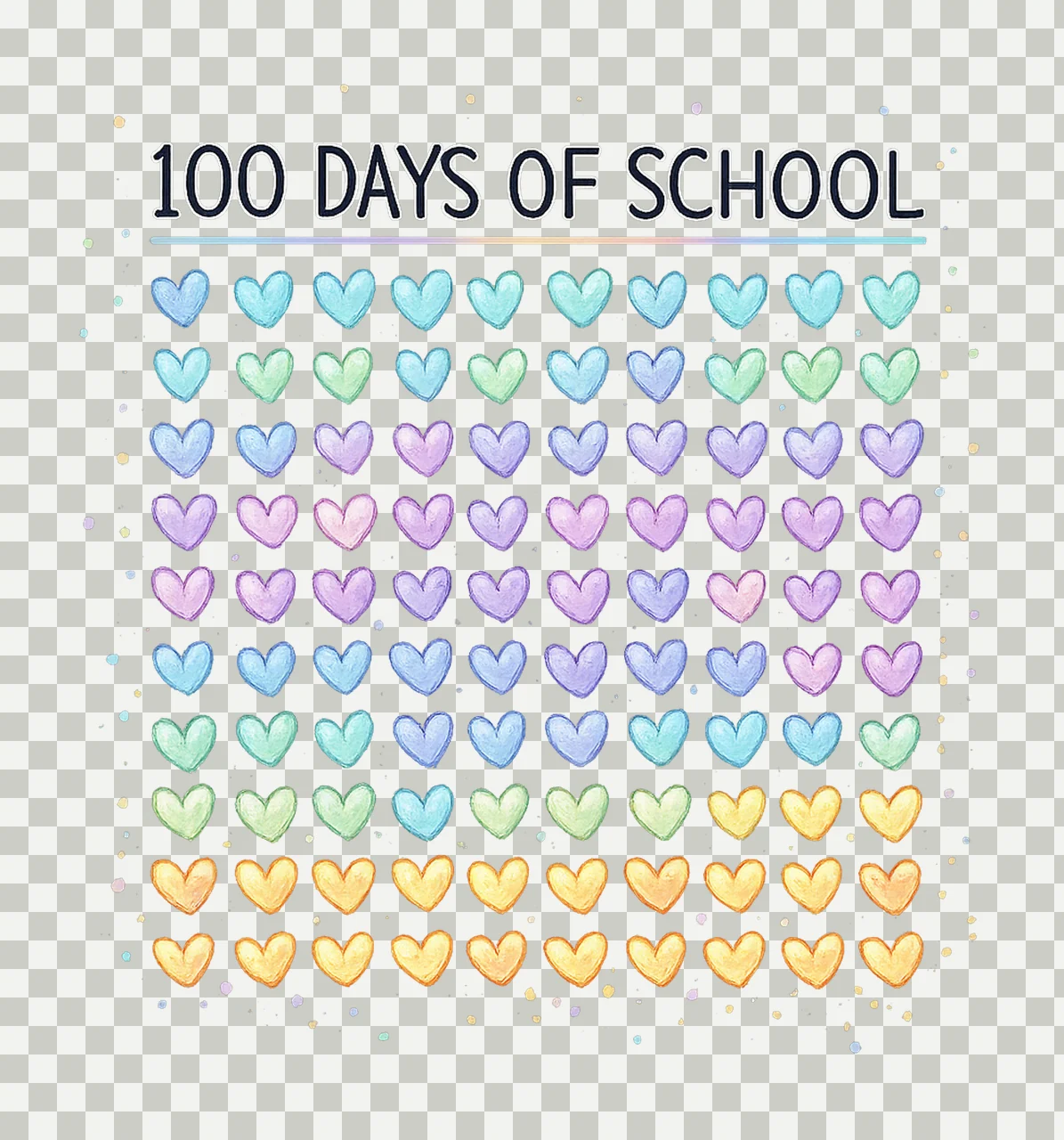 100 Days Of School Hearts Cute Hearts Shirt Design 100th Day transparency and detail preview thumbnail