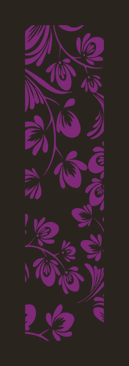 Stylized floral pattern Illustration with stylized flowers, vines, leaves and petals in purple and white contrast preview thumbnail