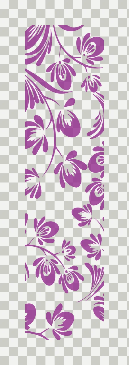 Stylized floral pattern Illustration with stylized flowers, vines, leaves and petals in purple and white transparency and detail preview thumbnail