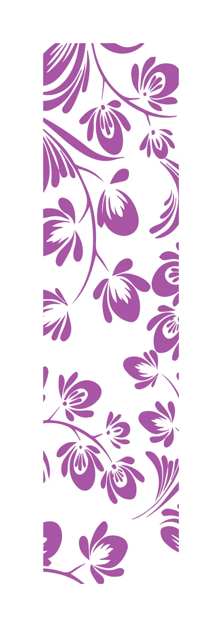 Stylized floral pattern Illustration with stylized flowers, vines, leaves and petals in purple and white