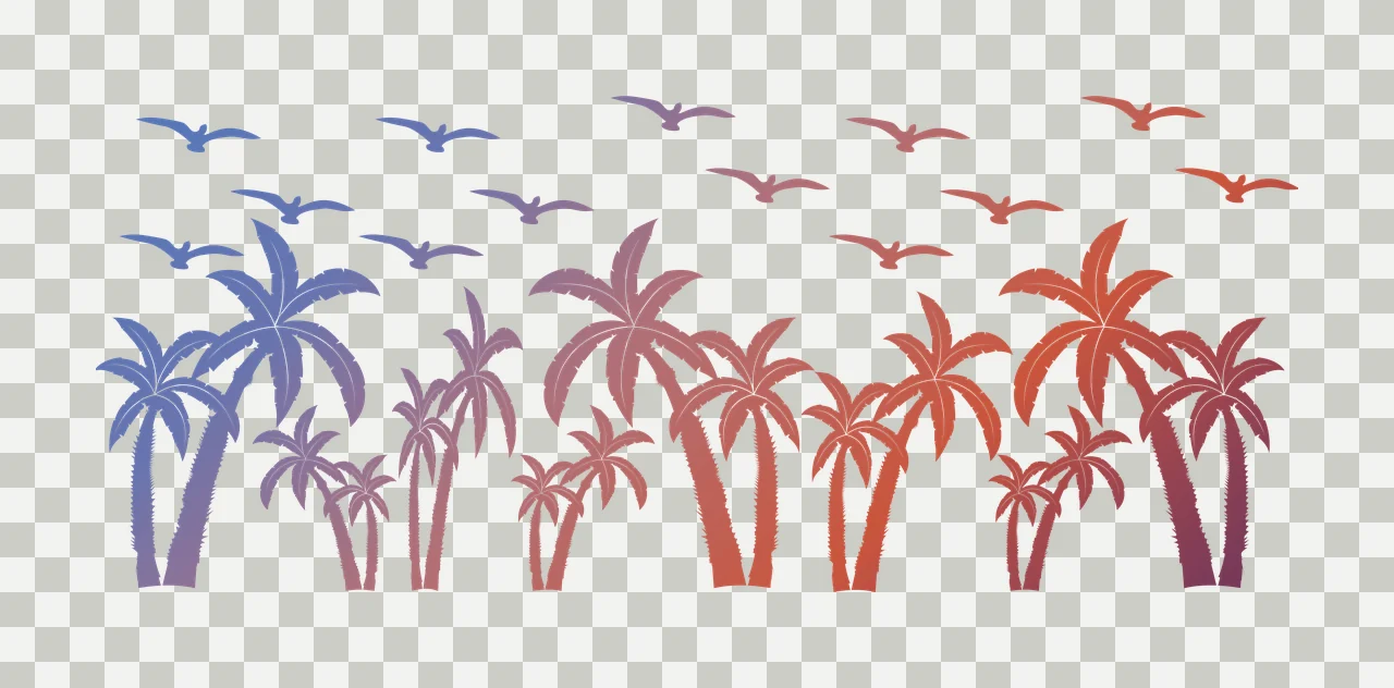 Can Glass Wrap Birds Flying Over Palm Trees tree bird silhouette transparency and detail preview thumbnail