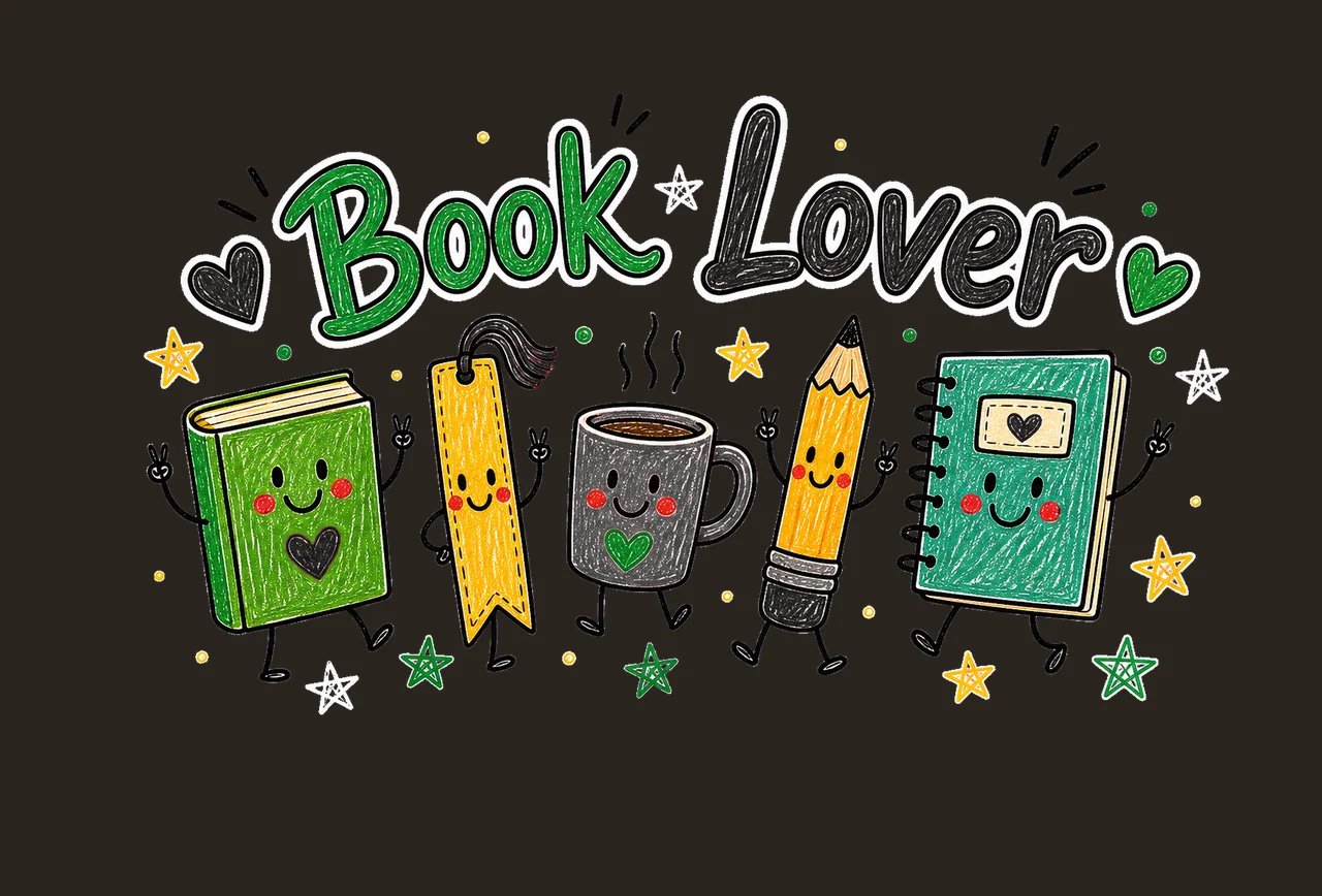 Reading Doodle Book Lover sublimation instant Variation D contrast preview thumbnail