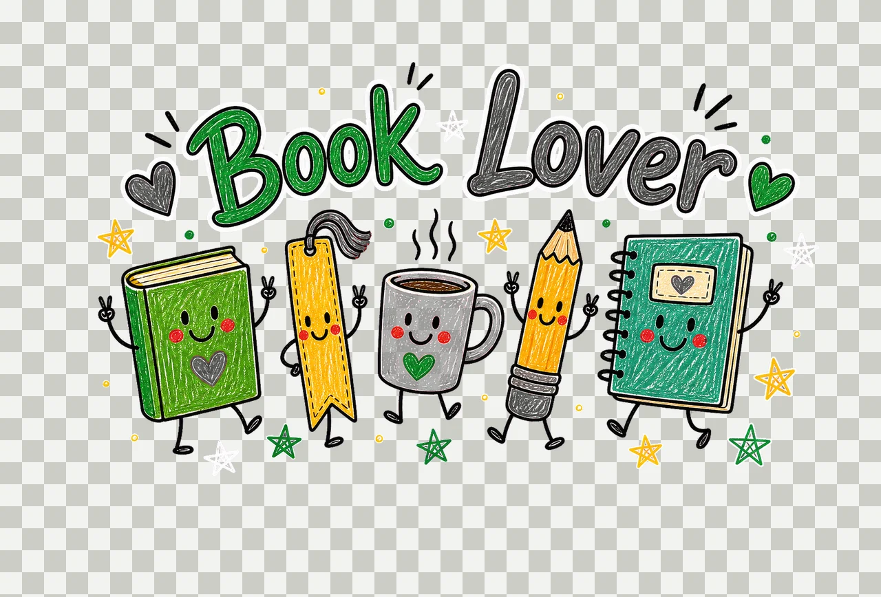 Reading Doodle Book Lover sublimation instant Variation D transparency and detail preview thumbnail