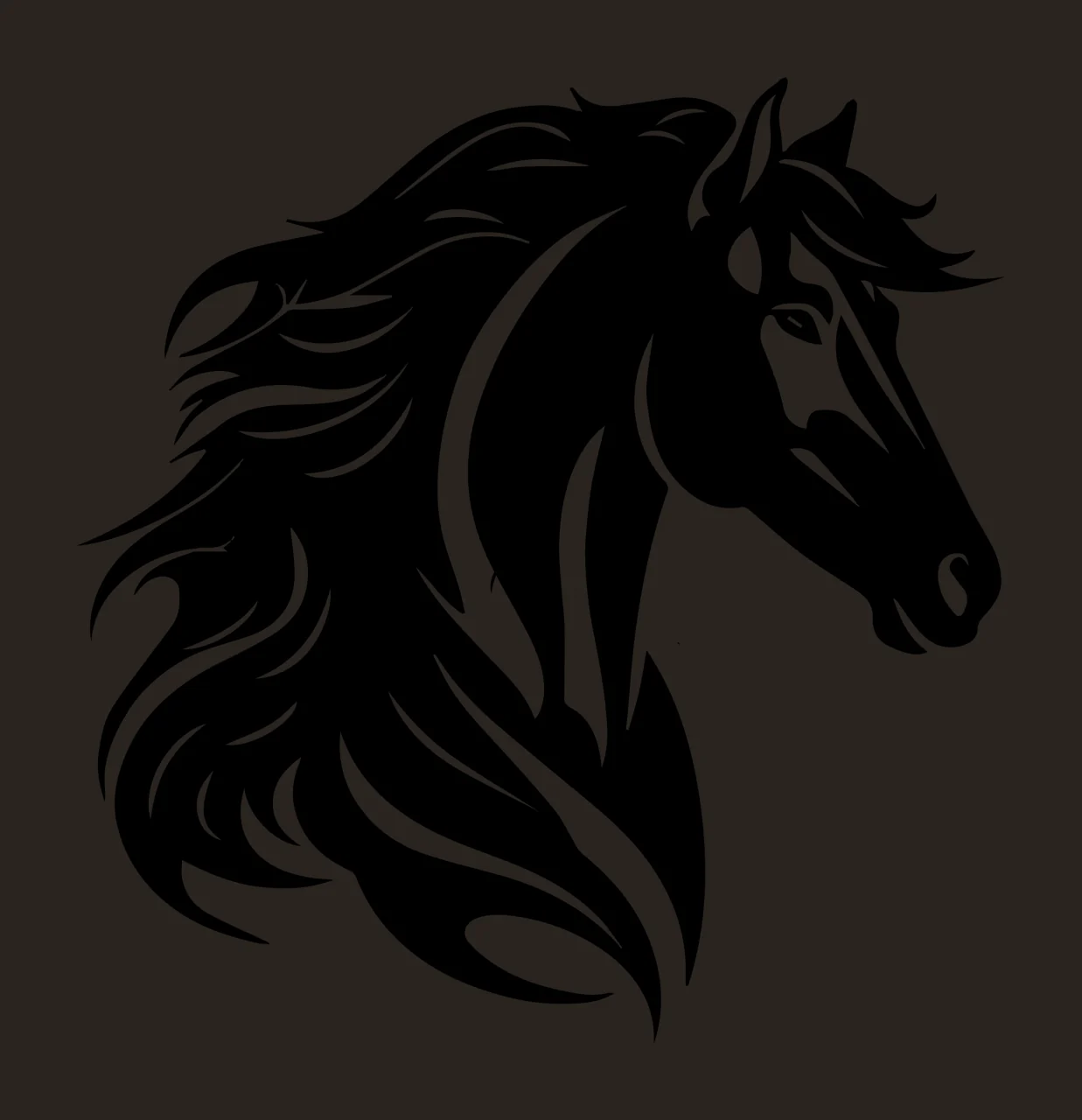 Horse Head Tribal Profile Silhouette view Mane tattoo graphic contrast preview thumbnail