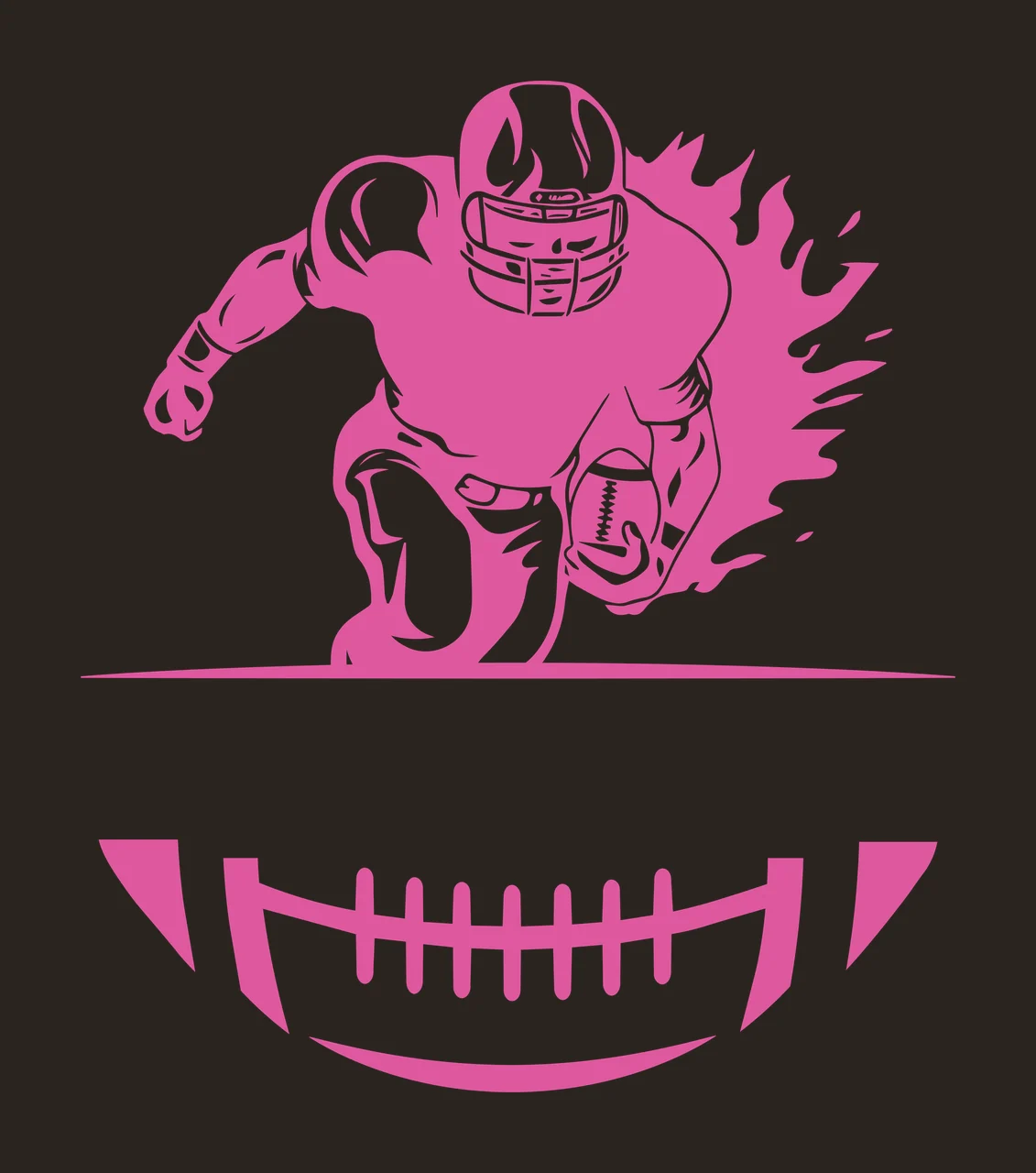 Football Player Sprinting With Ball running fire high contrast graphic contrast preview thumbnail