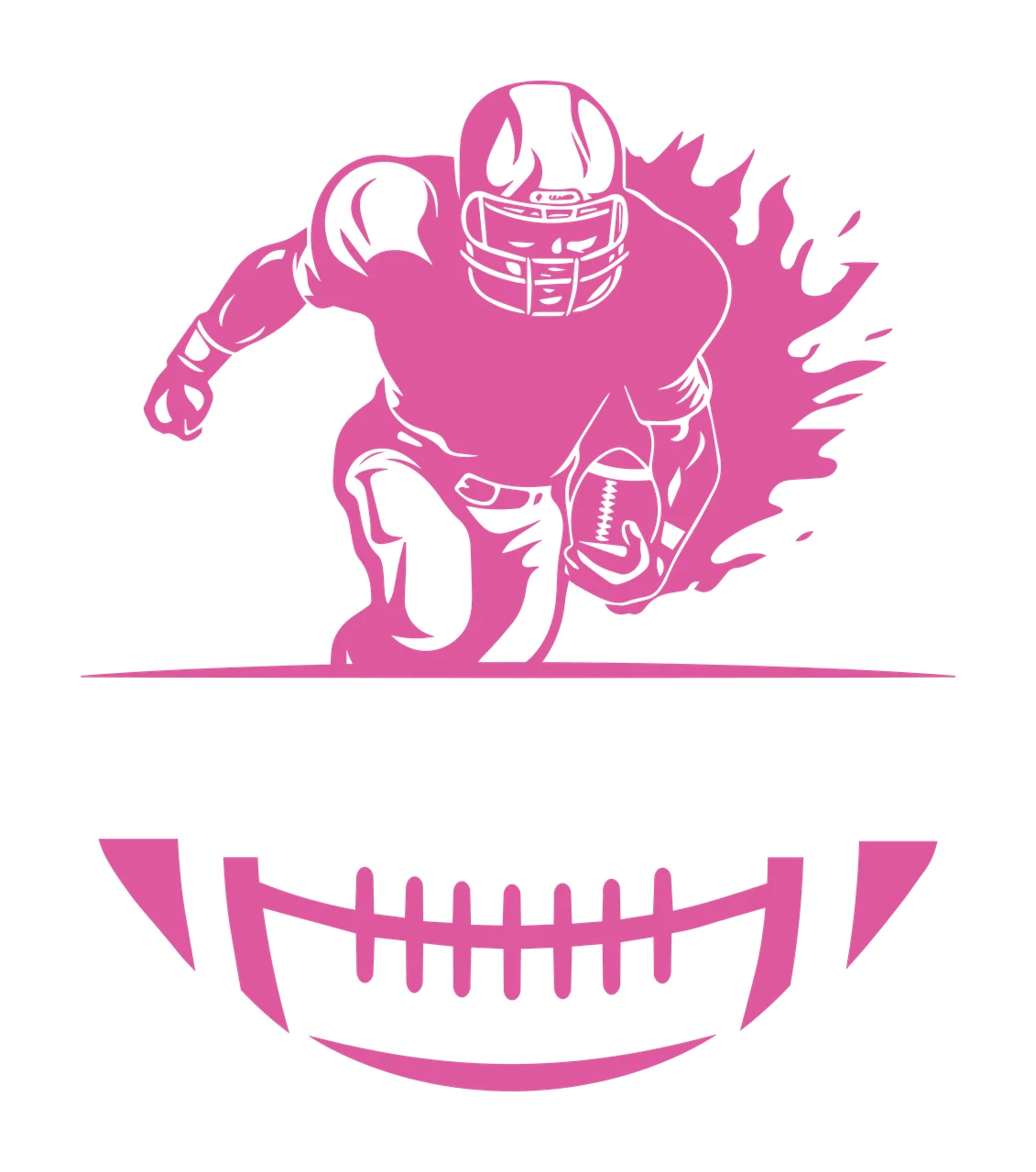 Football Player Sprinting With Ball running fire high contrast graphic