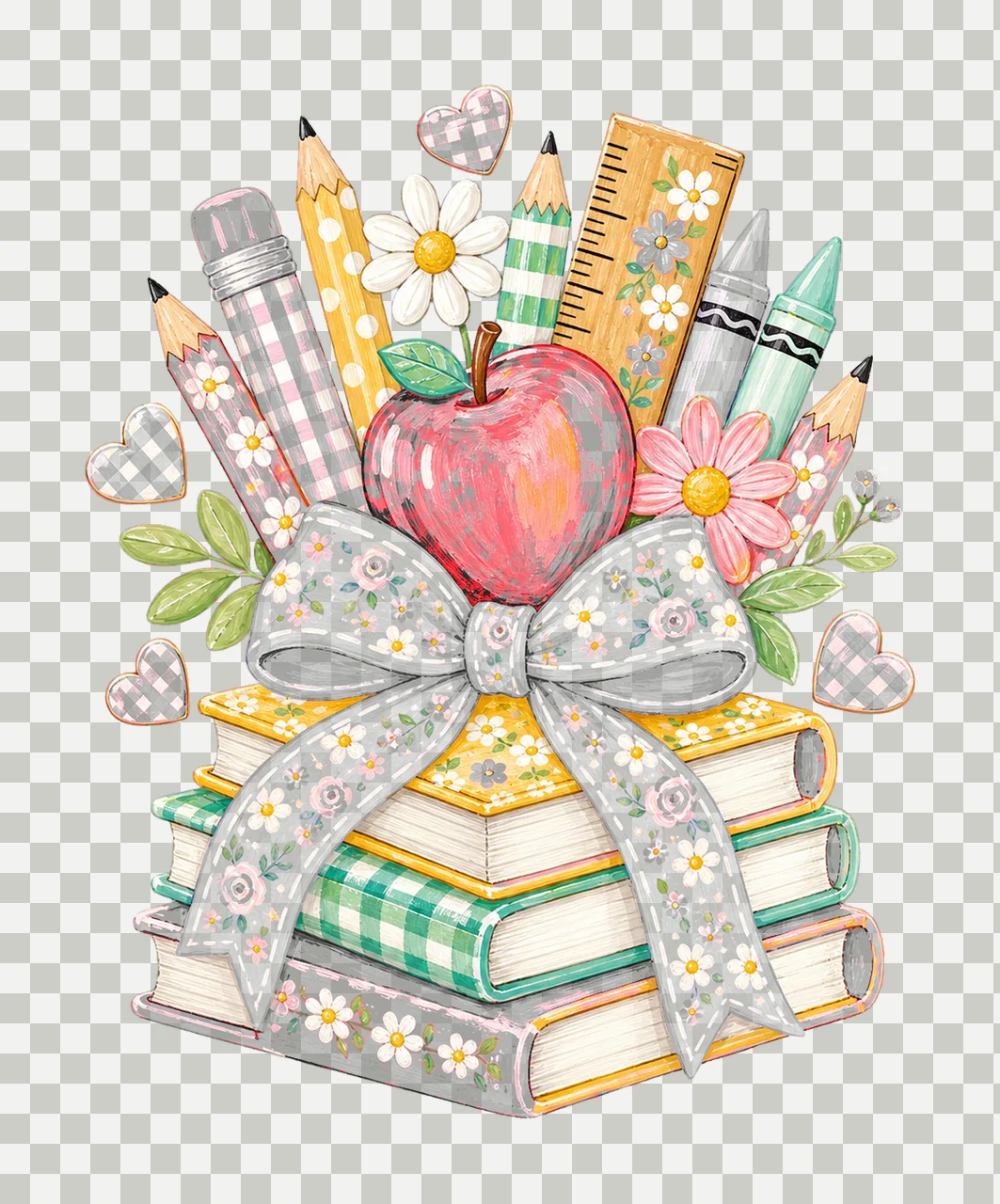 Preppy Back to School Floral Girly sublimation Variation C transparency and detail preview thumbnail