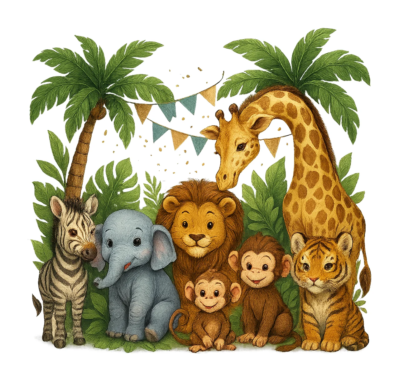 Giraffe Safari Baby Animals Watercolor Kids Sublimation