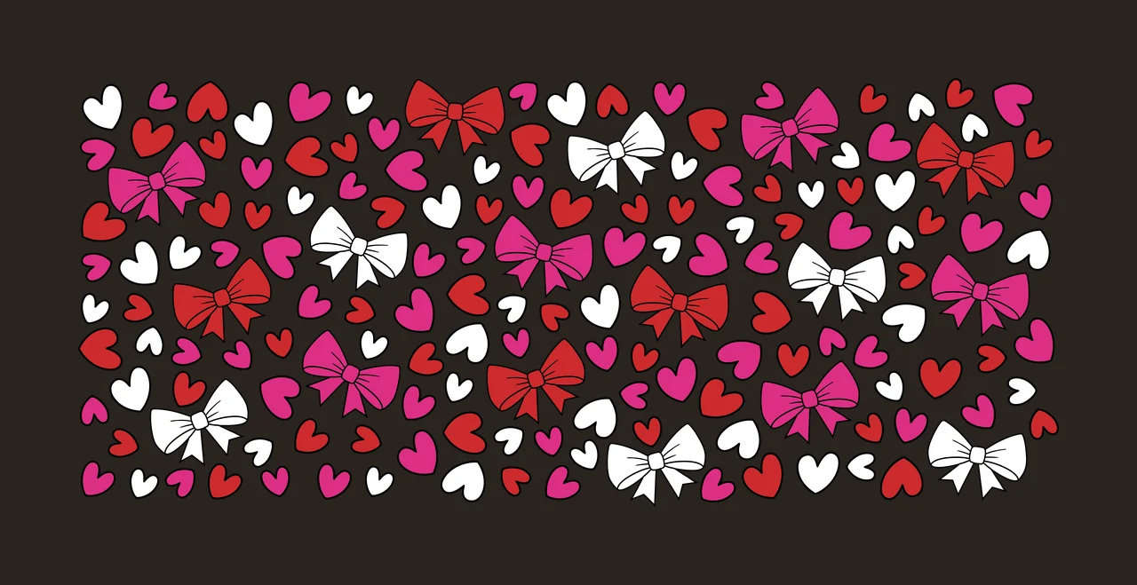 Bow Can Glass Wrap And Heart Pattern Black minimalist white contrast preview thumbnail