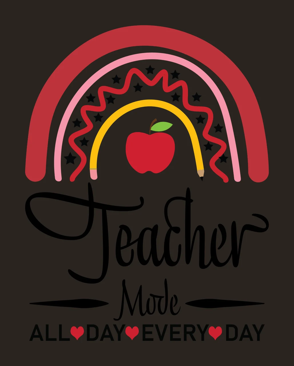 Teacher Mode All Day Every Day Rainbow Graphic apple star black contrast preview thumbnail