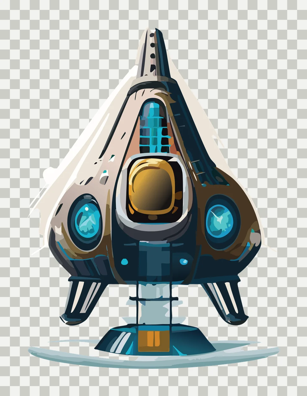 Symmetrical Vehicle With Circular Side Panels Hovering base transparency and detail preview thumbnail