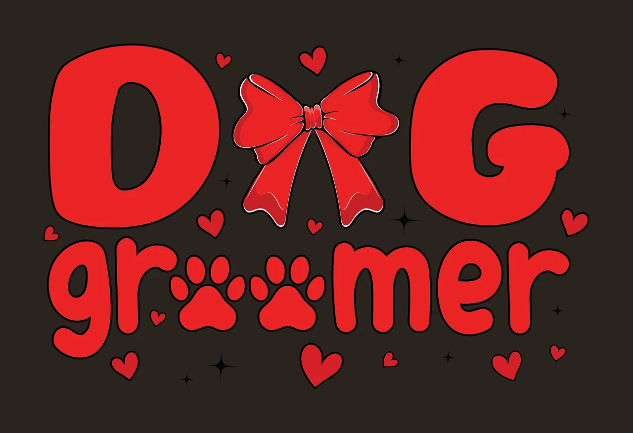Dog Bow Dog Groomer Black Text Reading displaying paw print contrast preview thumbnail