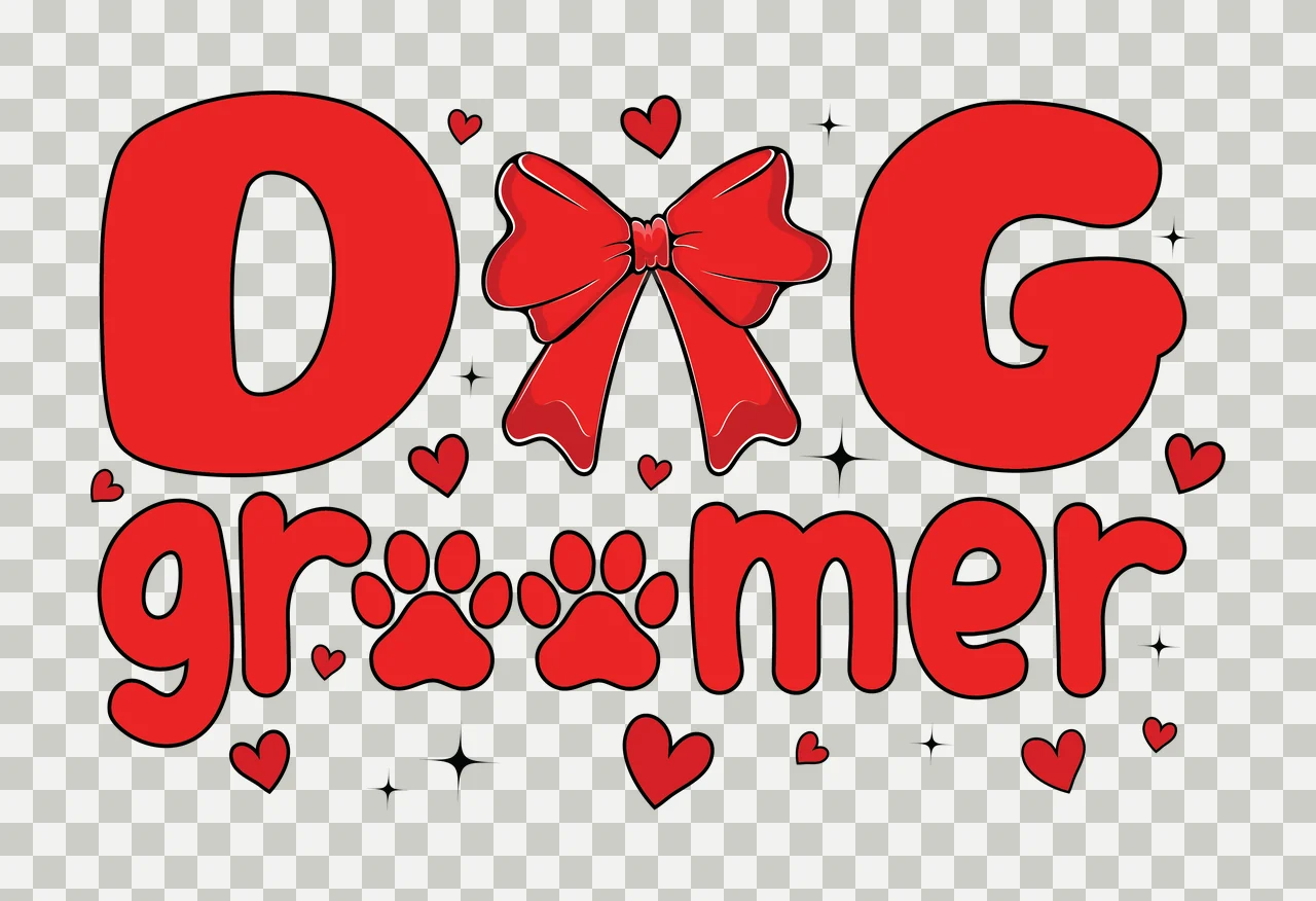 Dog Bow Dog Groomer Black Text Reading displaying paw print transparency and detail preview thumbnail
