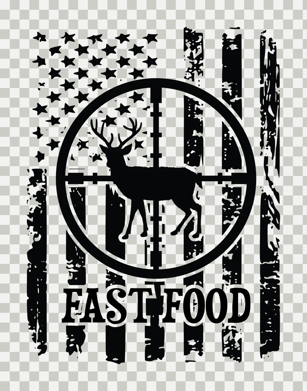 Fast Food Flag Single Deer Silhouette Inside standing scope transparency and detail preview thumbnail