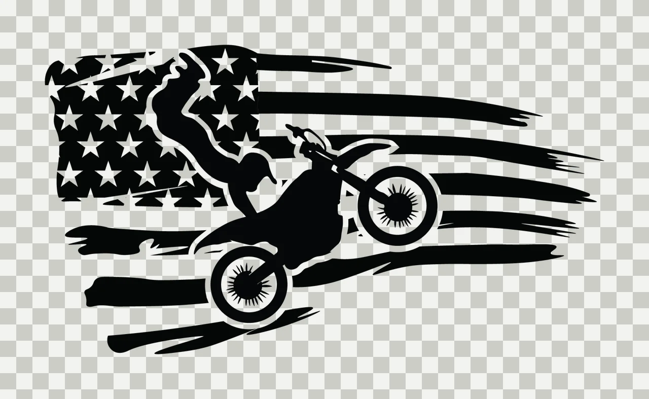 Dirt Bike Jumps American Flag motorcycle and jumping stars transparency and detail preview thumbnail
