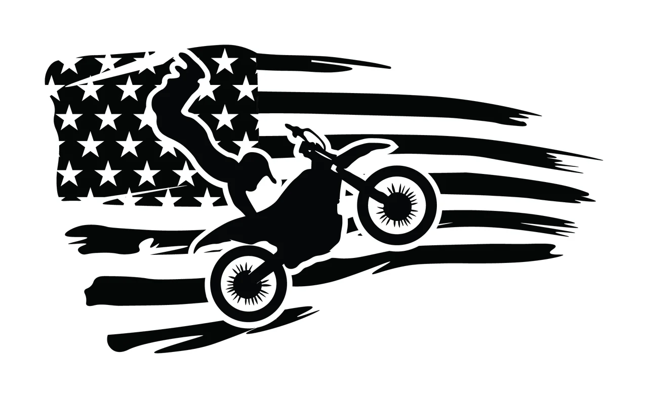 Dirt Bike Jumps American Flag motorcycle and jumping stars