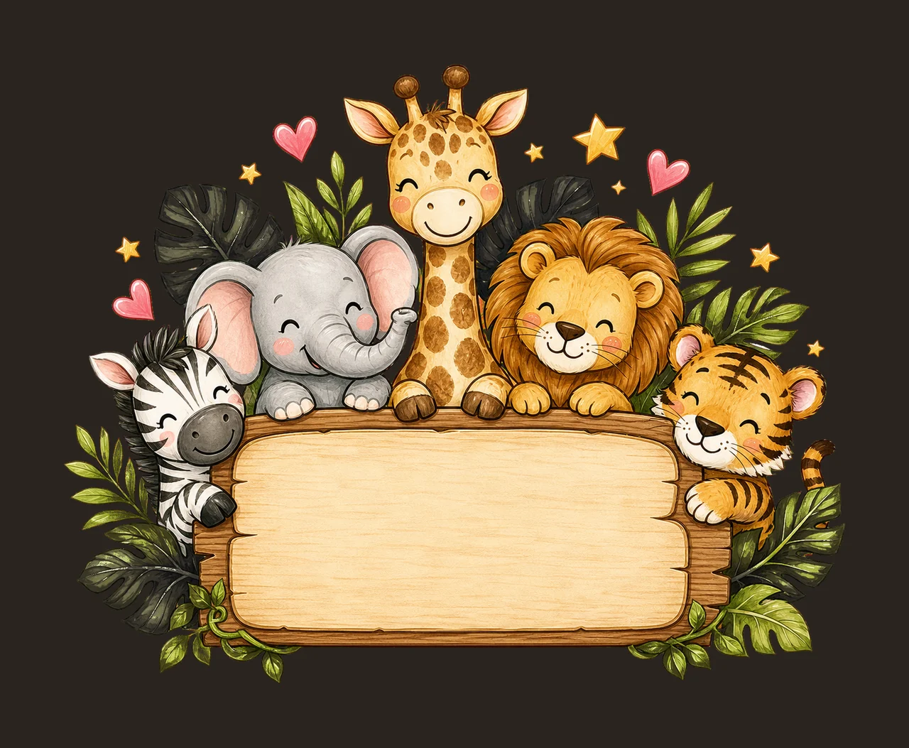 Girl Zoo Name Plate Frame Design Hand Drawn Variation G contrast preview thumbnail