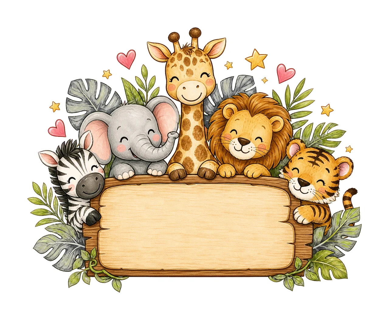 Girl Zoo Name Plate Frame Design Hand Drawn Variation G