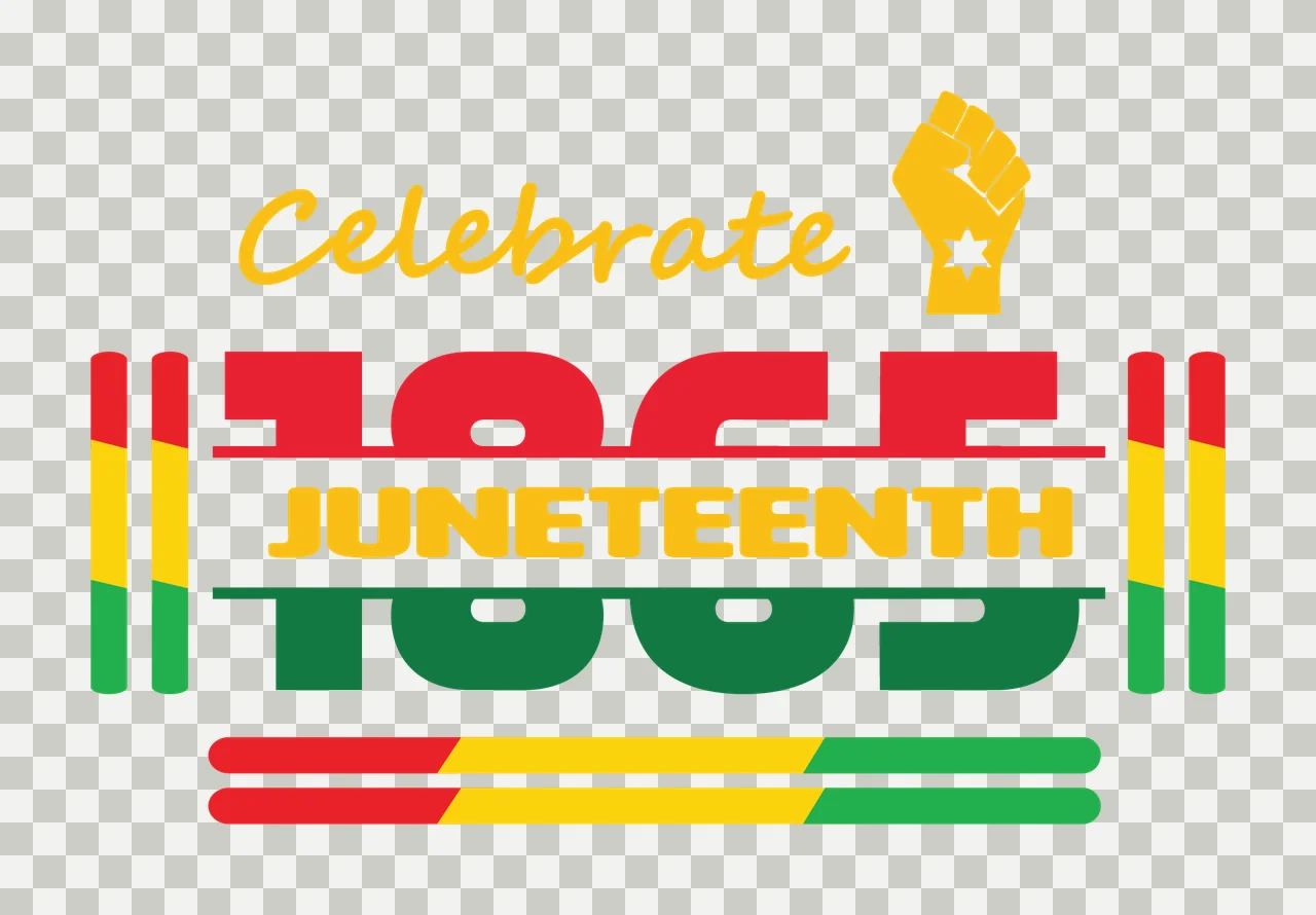 Black Celebrate 1865 Juneteenth Text Graphic raised fist star transparency and detail preview thumbnail