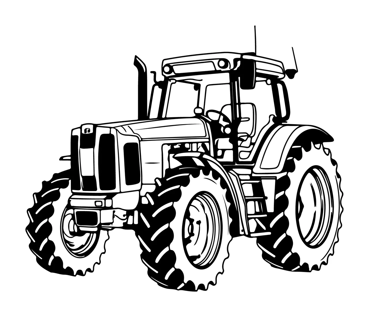 Farm Tractor With Exhaust Smoke Stack stationary wheels tires