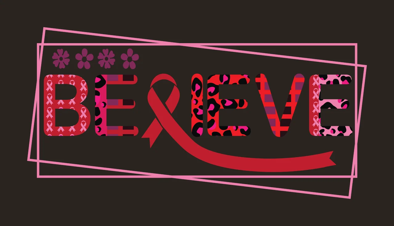 Ribbon Believe Text With Awareness informing letters flowers contrast preview thumbnail