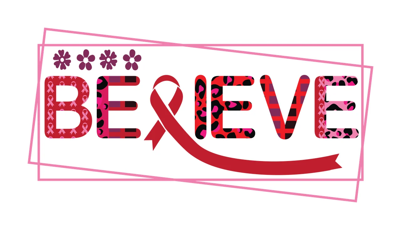 Ribbon Believe Text With Awareness informing letters flowers