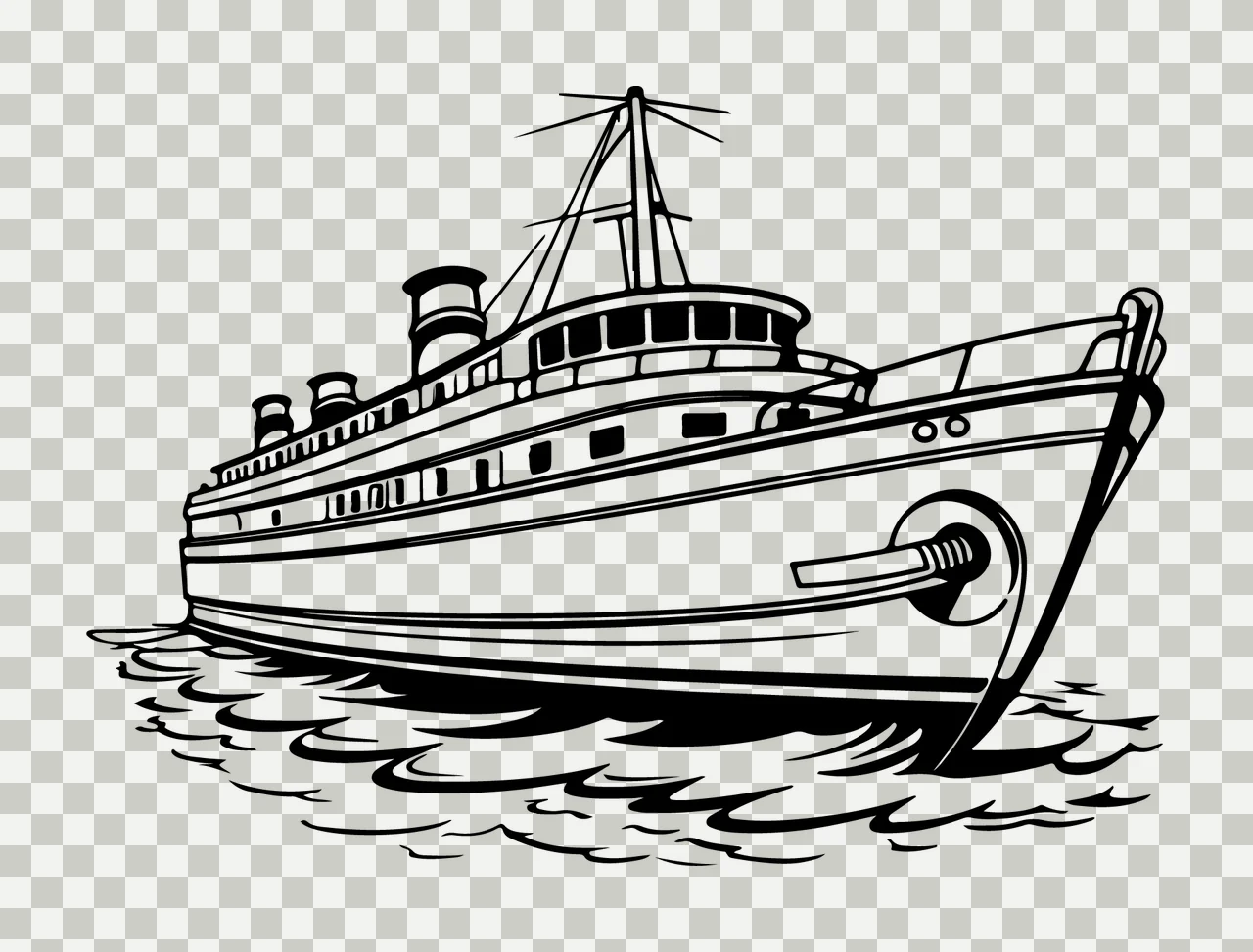 Ship Large Steamship On Water Silhouette Floating waves smoke stacks transparency and detail preview thumbnail