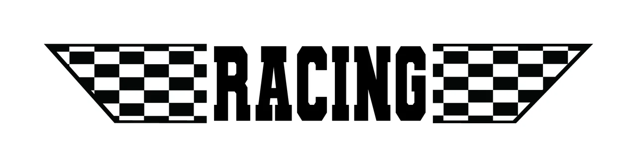 Racing Word Label Flanked By Two Checkered Flag text pattern