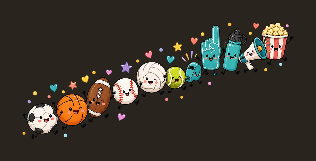Cute Sports Balls Soccer Game Day Doodle Variation A contrast preview thumbnail