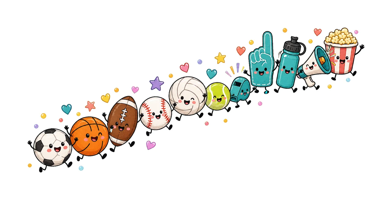 Cute Sports Balls Soccer Game Day Doodle Variation A