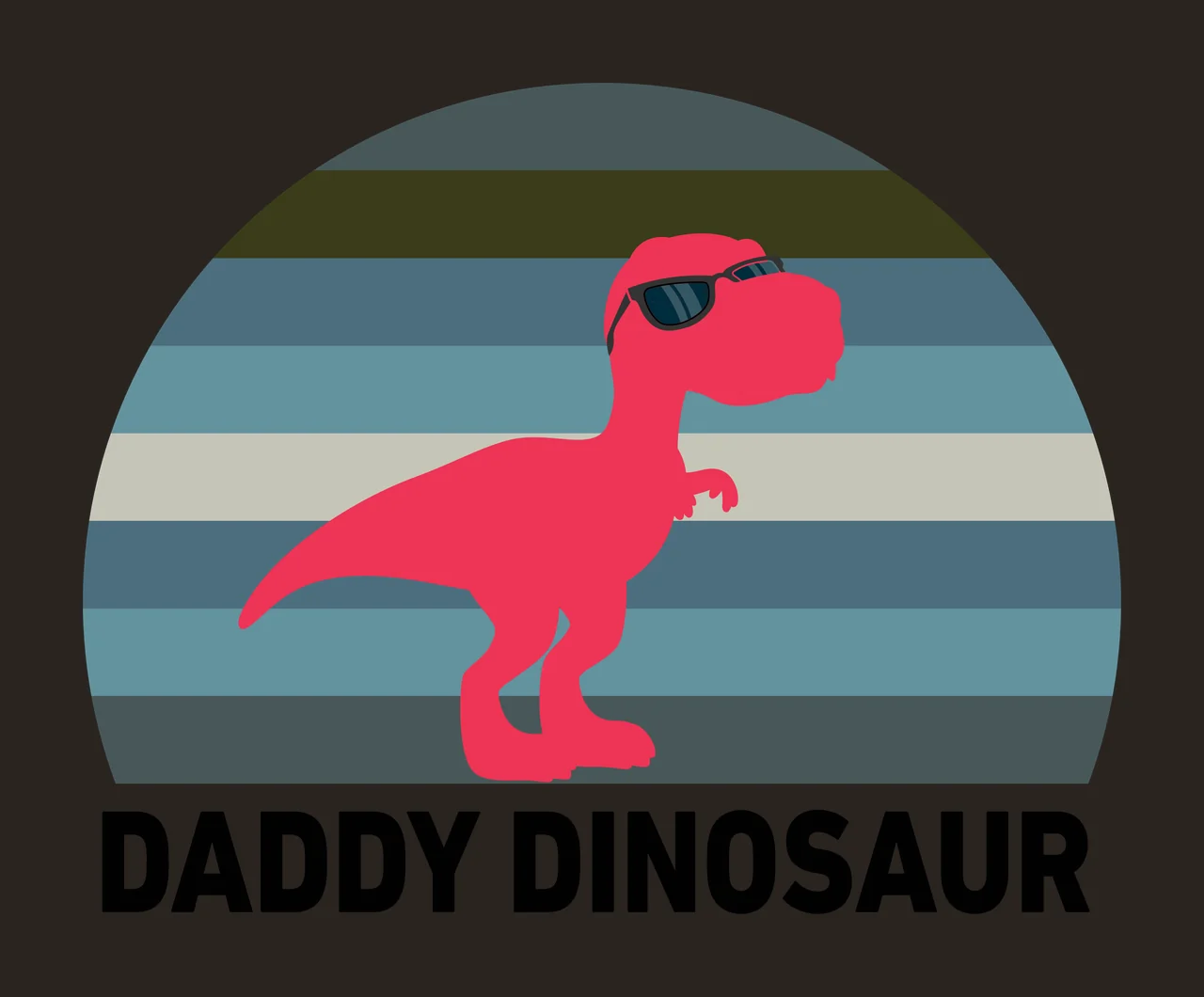 Daddy Dinosaur Silhouette With Setting Sun standing semicircle contrast preview thumbnail