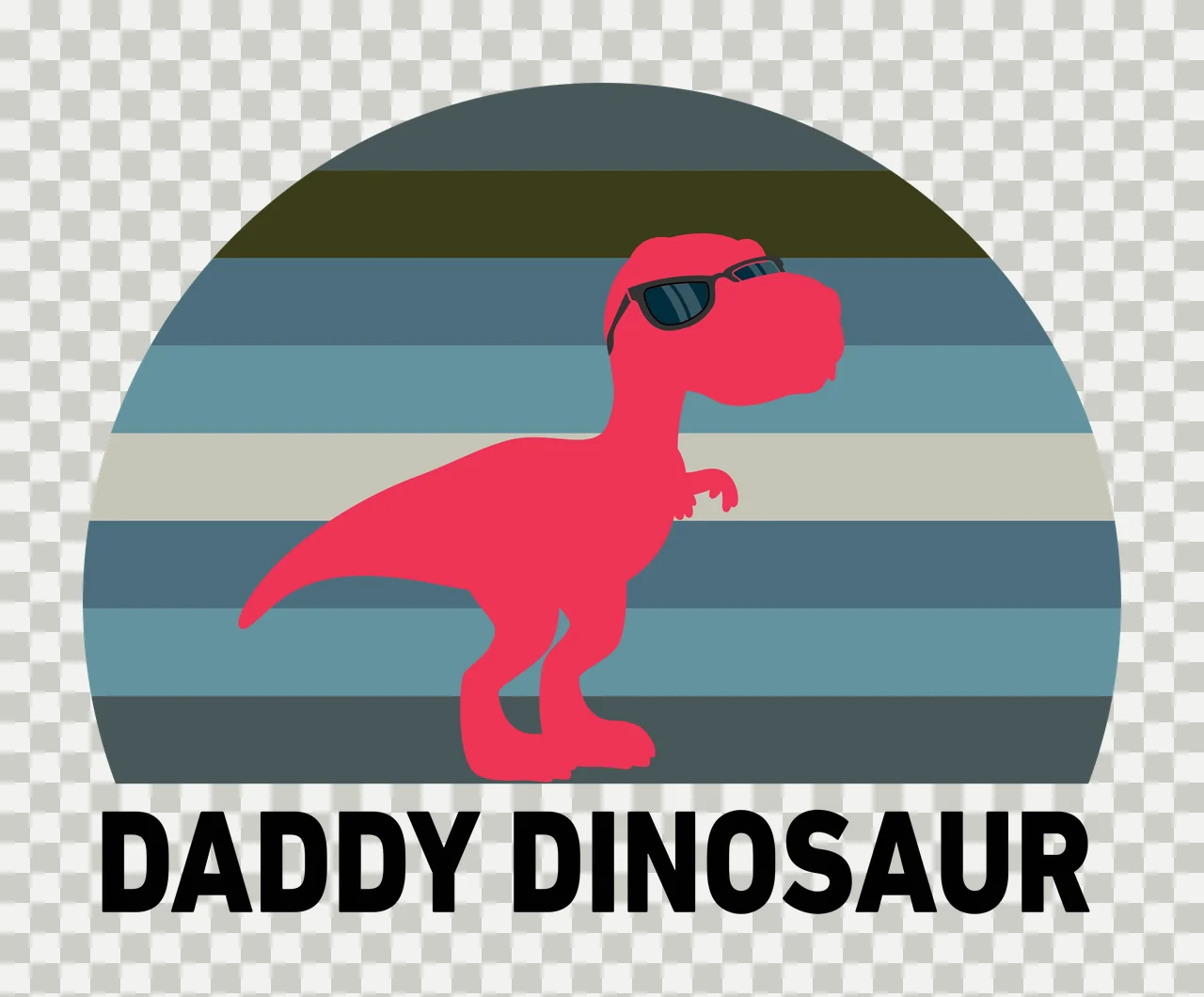 Daddy Dinosaur Silhouette With Setting Sun standing semicircle transparency and detail preview thumbnail
