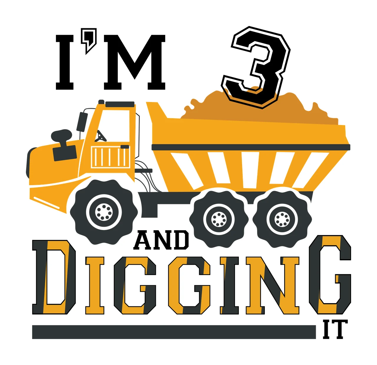 Construction Am Digging dump truck number black 1 4 F16 huge BIRTHDAY